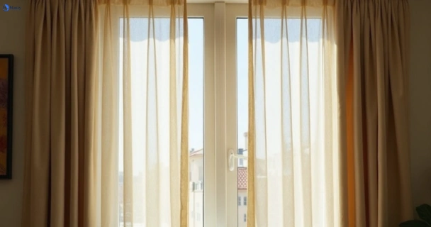 Dull dusty drapes in burbank before professional cleaning
